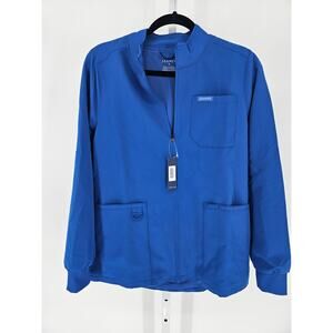 JAANUU Women's Royal Blue Full-Zip Scrub Jacket Size S